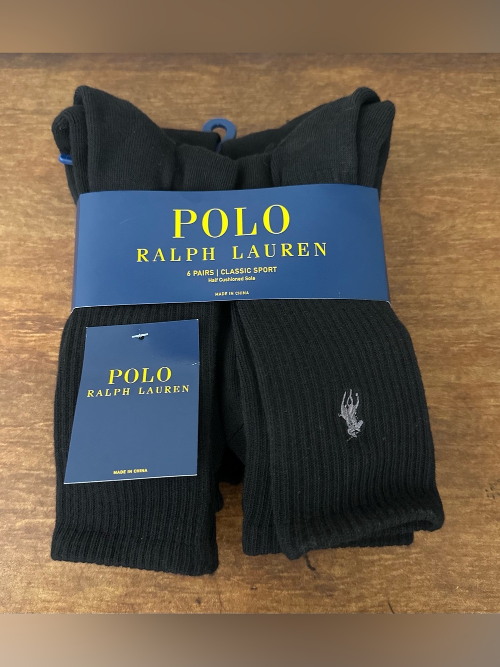 Polo Mens Ralph Lauren - 6 Pair Crew Socks Classic Sport Cushioned  Sz 6-12.5